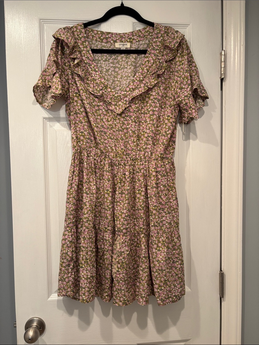 Umgee Lavender Pink Floral Ruffle Mini Dress